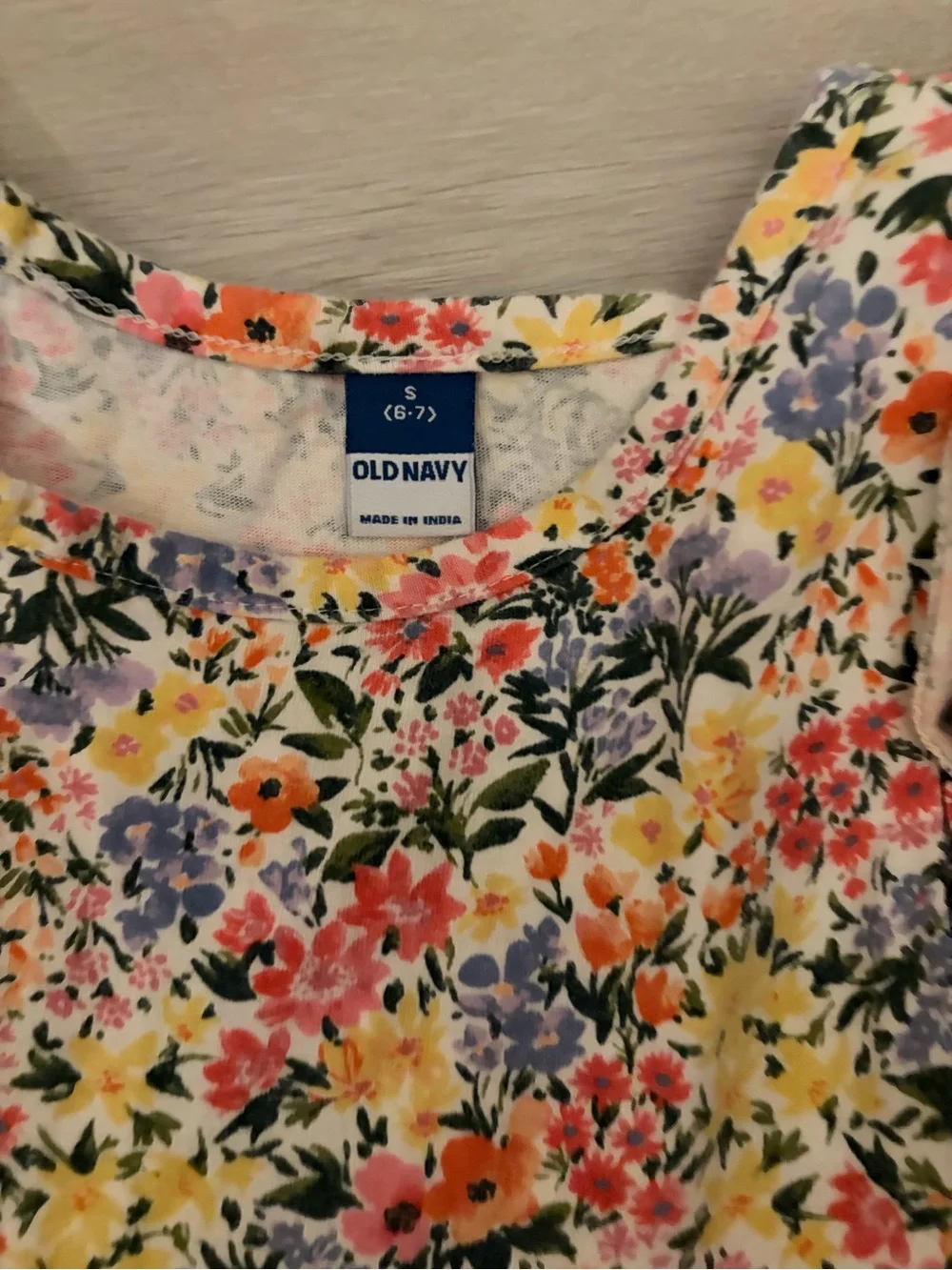 Old Navy Yellow and Pink Floral Tiered Dress